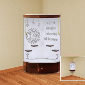 The Temple hub Wooden Temple | White Corner Mandir With LED Light Puja Mandir For Home & Office Decor