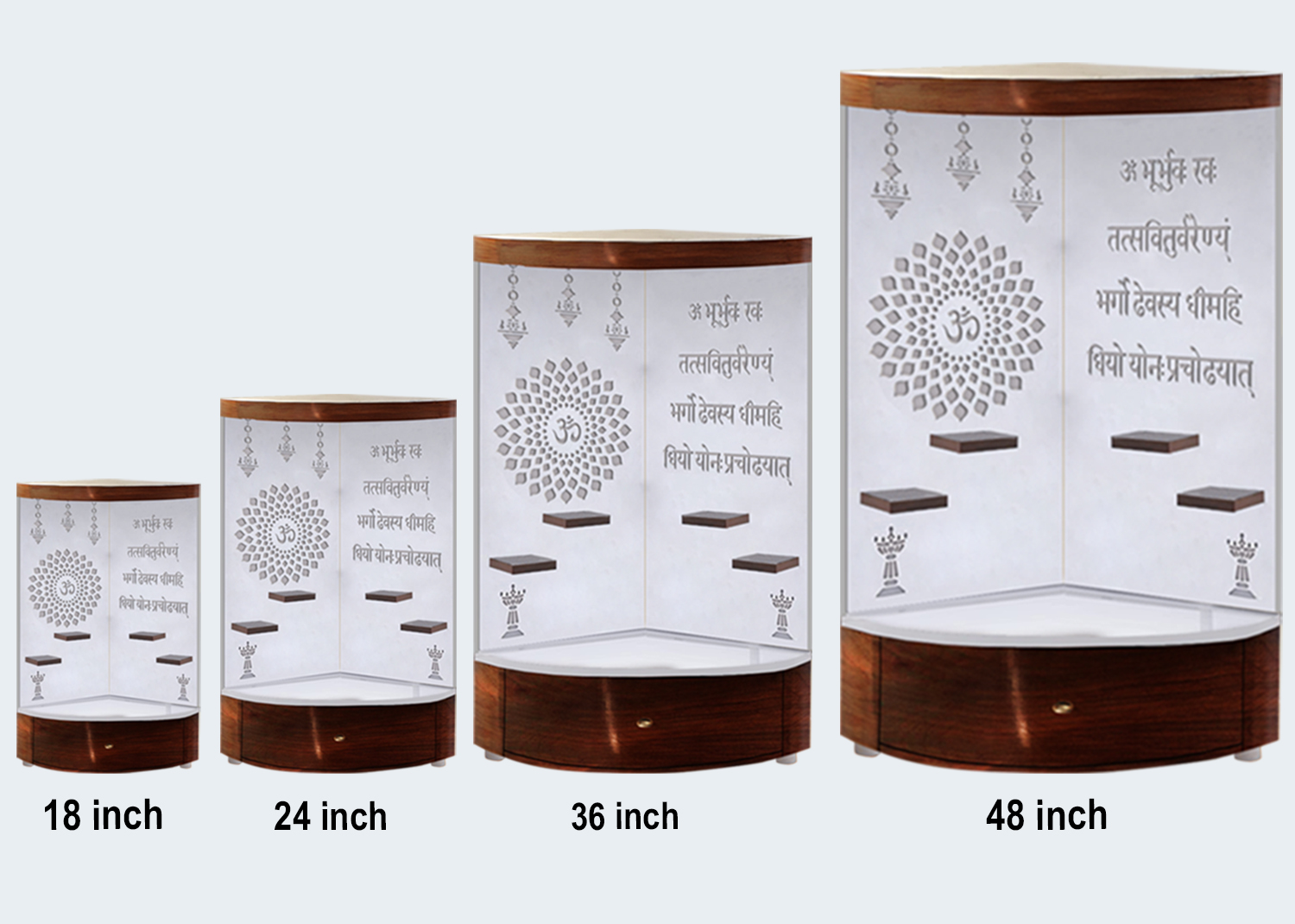 The Temple hub Wooden Temple | White Corner Mandir With LED Light Puja Mandir For Home & Office Decor - Image 3