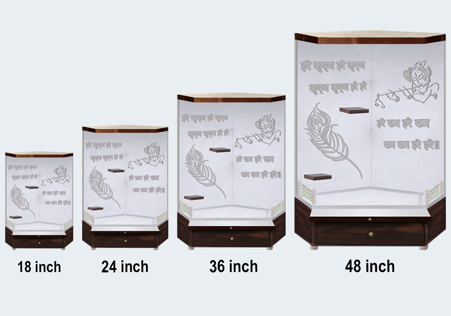 The Temple hub Wooden Temple | White Corner Mandir With LED Light Puja Mandir For Home & Office Decor - Image 3