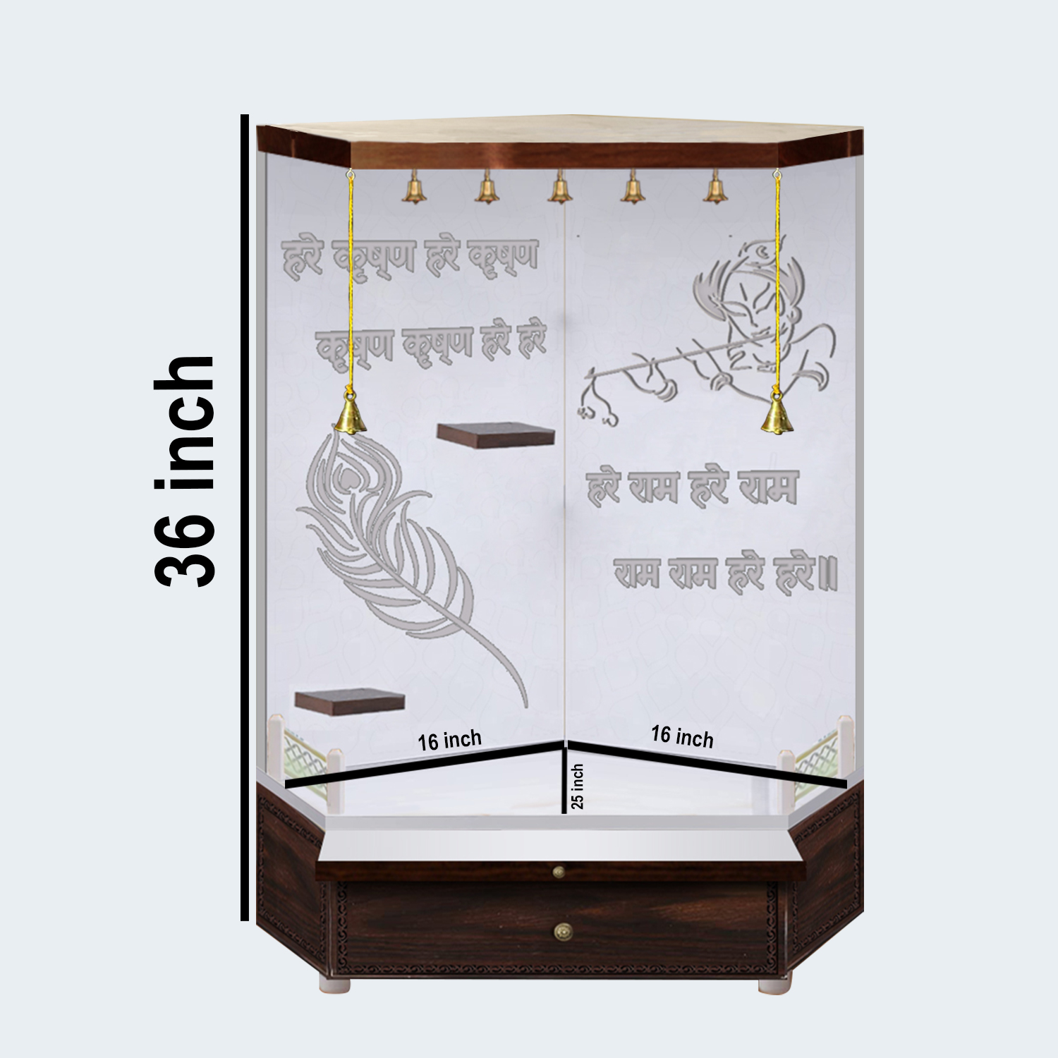 The Temple hub Wooden Temple | White Corner Mandir With LED Light Puja Mandir For Home & Office Decor - Image 6