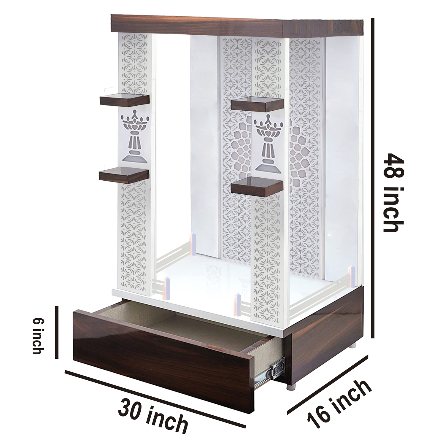 The Temple hub Wooden Temple | White Piller Mandir With LED Light Puja Mandir For Home & Office Decor - Image 4