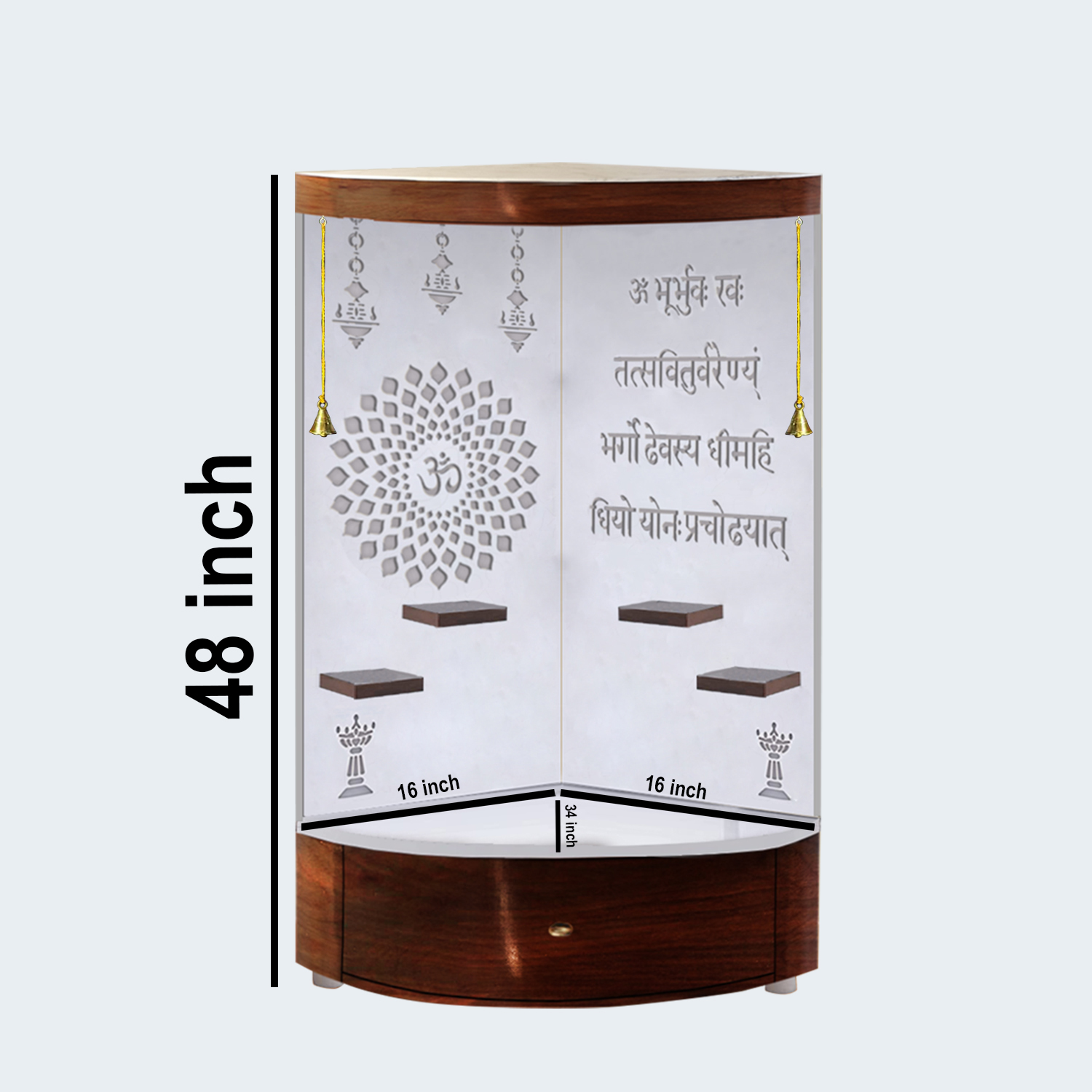 The Temple hub Wooden Temple | White Corner Mandir With LED Light Puja Mandir For Home & Office Decor - Image 7