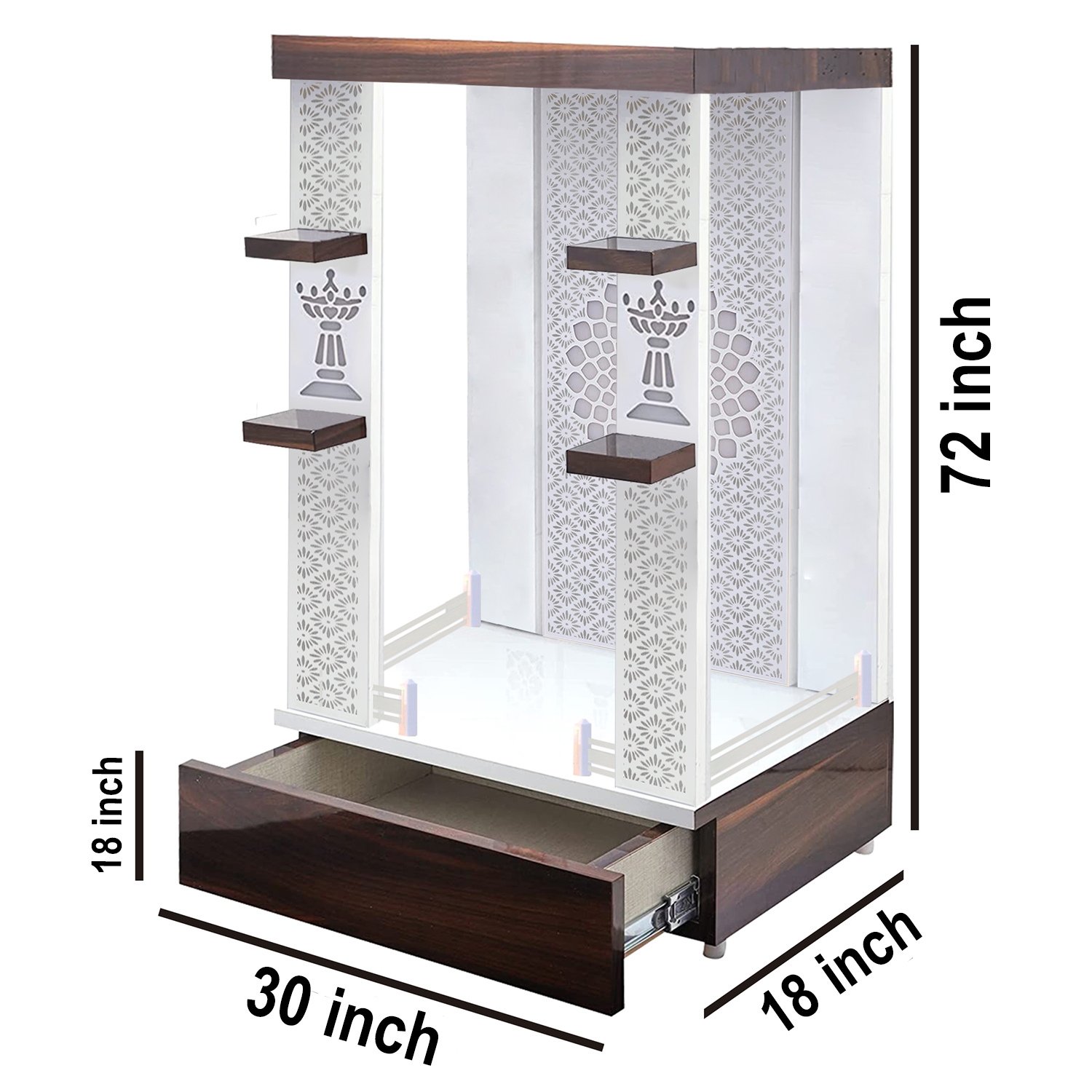 The Temple hub Wooden Temple | White Piller Mandir With LED Light Puja Mandir For Home & Office Decor - Image 6