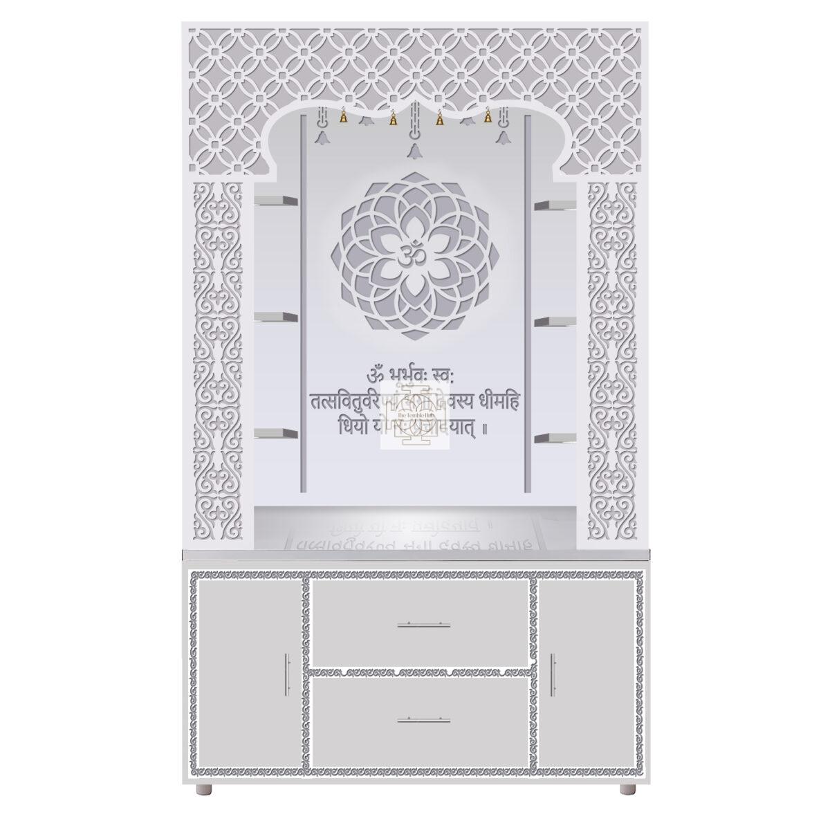 The Temple hub Wooden Temple | White Piller Mandir With LED Light Puja Mandir For Home & Office Decor - Image 6