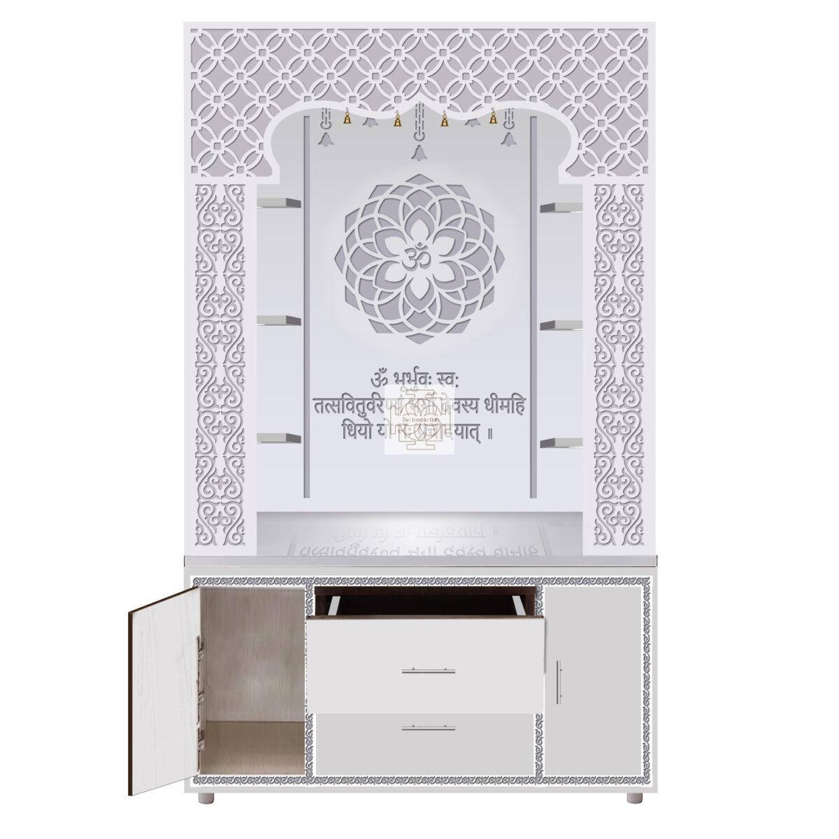 The Temple hub Wooden Temple | White Piller Mandir With LED Light Puja Mandir For Home & Office Decor - Image 7