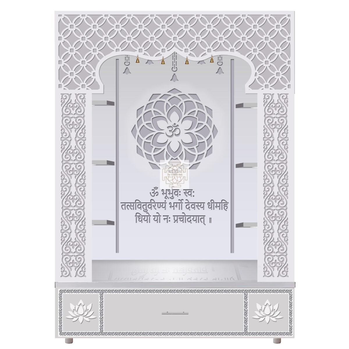 The Temple hub Wooden Temple | White Piller Mandir With LED Light Puja Mandir For Home & Office Decor