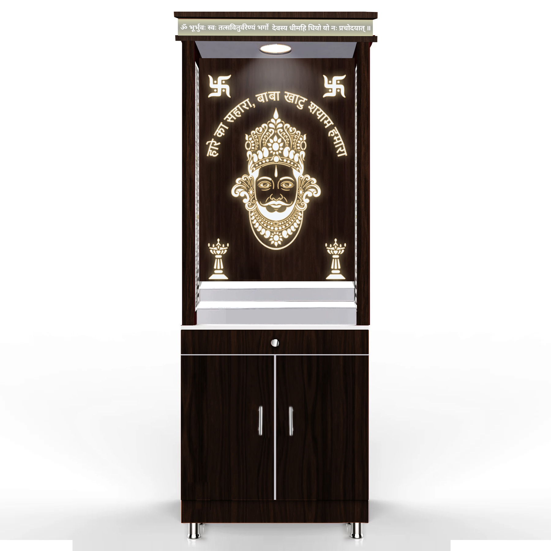 The Temple hub Wooden Temple | Brown Mandir With LED Light Puja Mandir For Home & Office Decor (Copy)