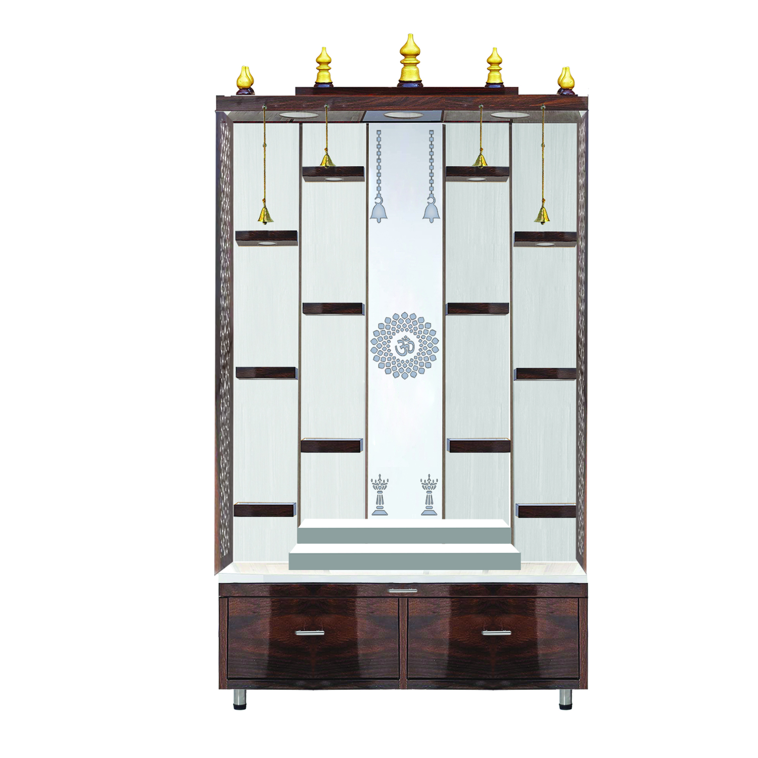 The Temple hub Wooden Temple |White Mandir With LED Light Puja Mandir For Home & Office Decor