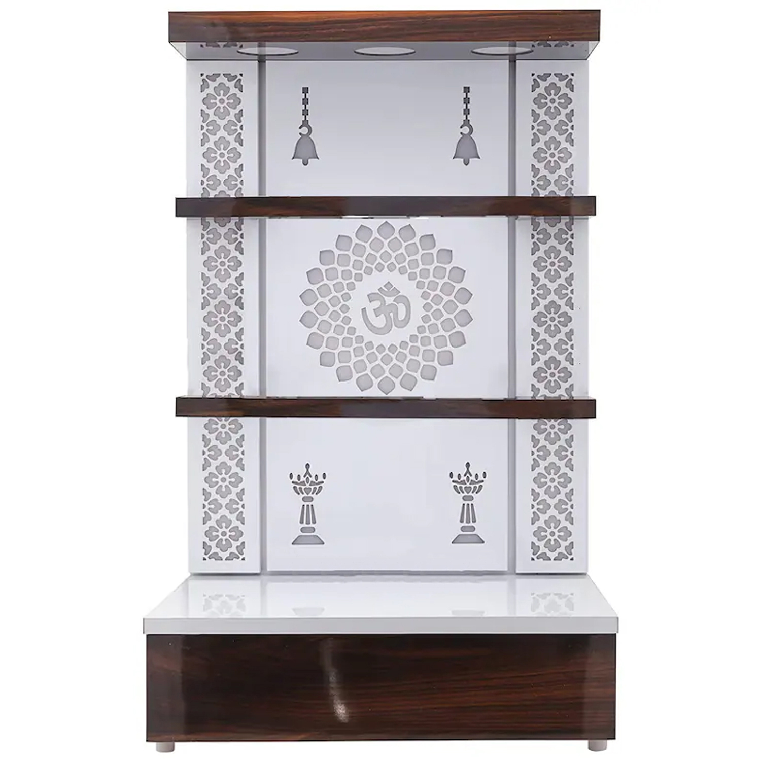 The Temple hub Wooden Temple | White Mandir With LED Light Puja Mandir For Home & Office Decor - Image 4