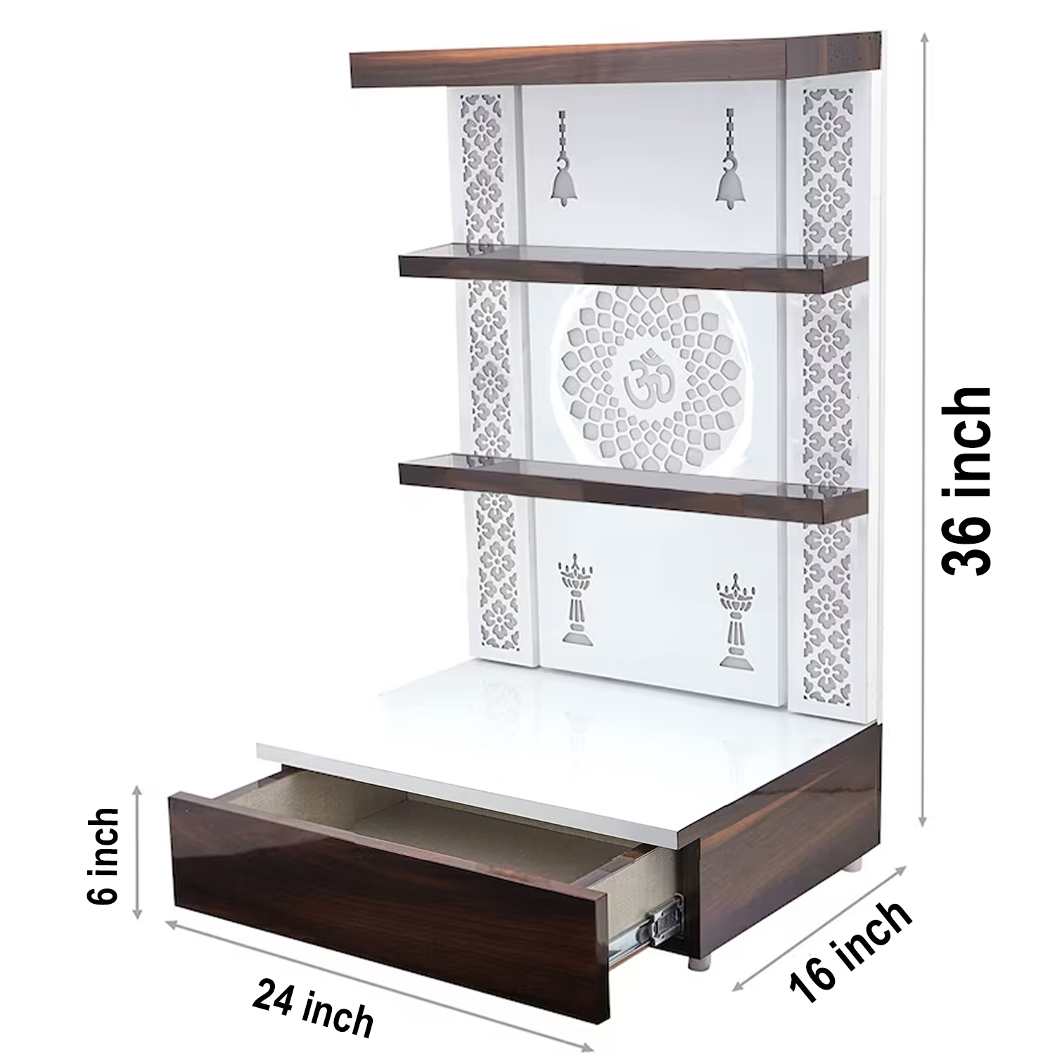 The Temple hub Wooden Temple | White Mandir With LED Light Puja Mandir For Home & Office Decor - Image 6