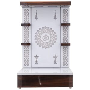 The Temple hub Wooden Temple | White Mandir With LED Light Puja Mandir For Home & Office Decor