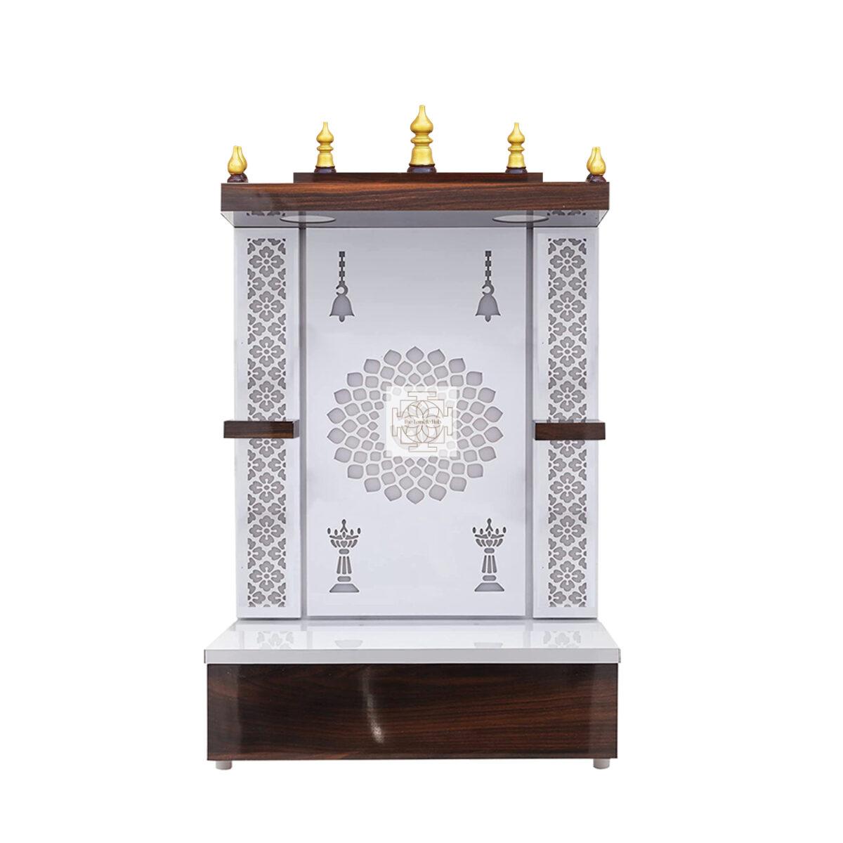 The Temple hub Wooden Temple | White Mandir With LED Light Puja Mandir For Home & Office Decor - Image 2