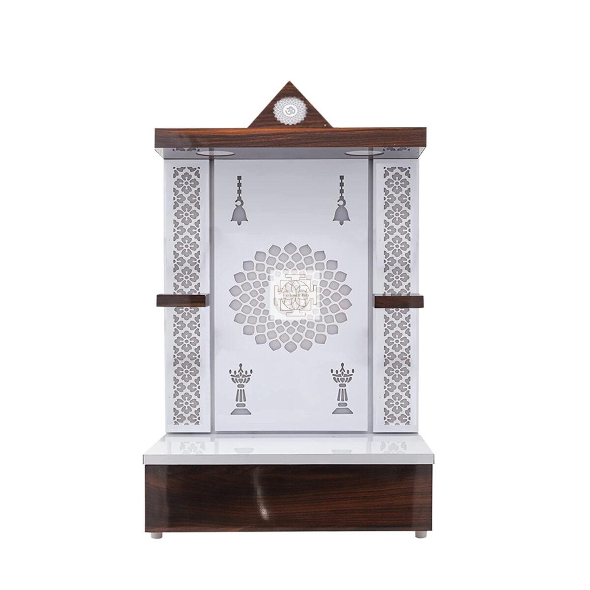 The Temple hub Wooden Temple | White Mandir With LED Light Puja Mandir For Home & Office Decor - Image 2