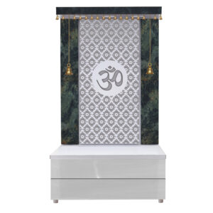 The Temple hub Wooden Temple | White Double Drawer Mandir With LED Light Puja Mandir For Home & Office Decor