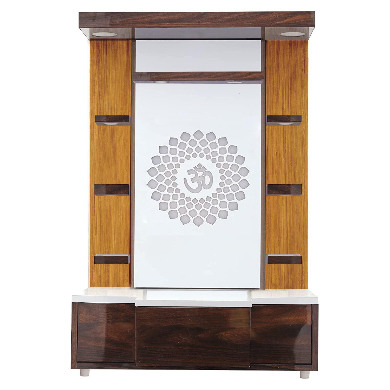 The Temple hub Wooden Temple | Brown Mandir With LED Light Puja Mandir For Home & Office Decor