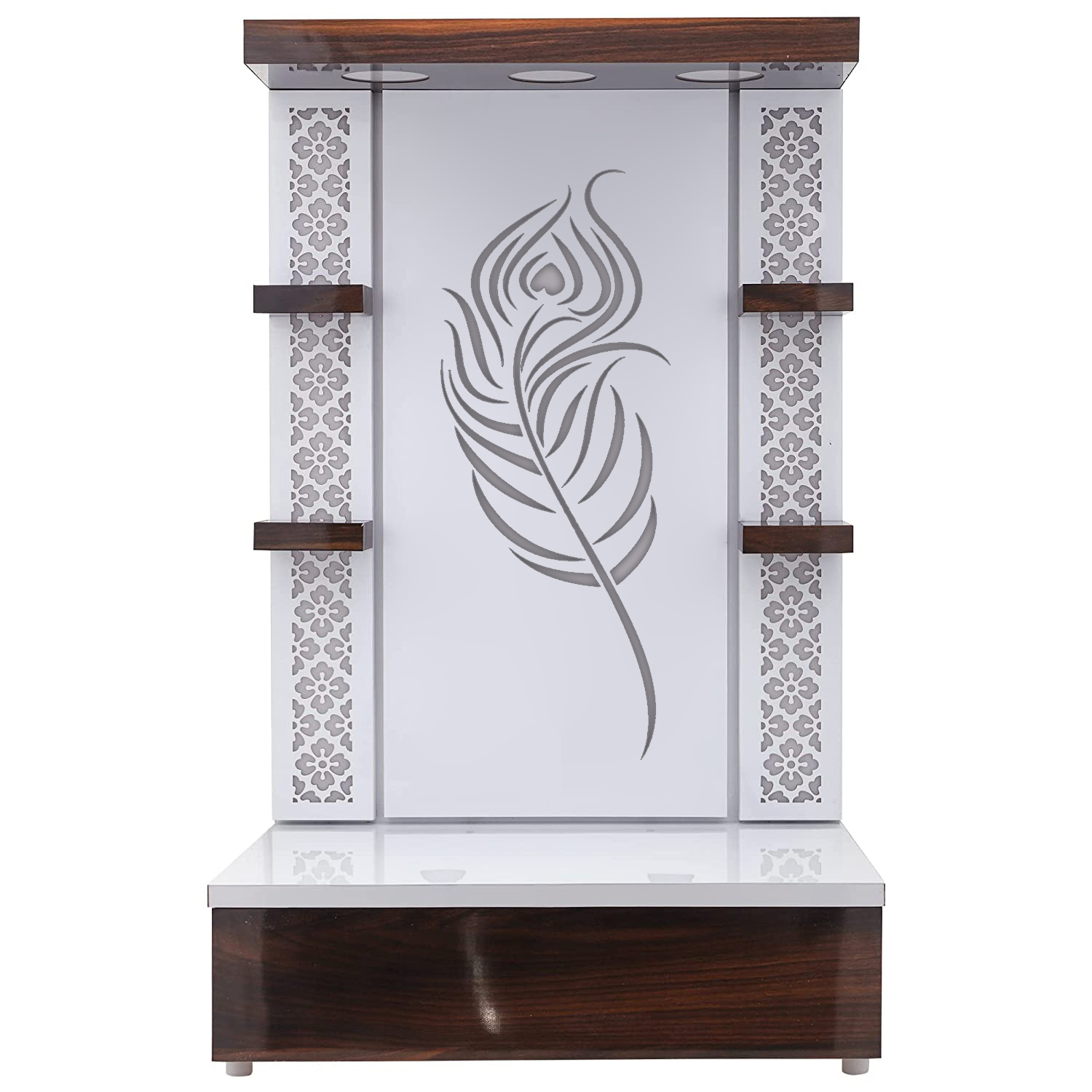The Temple hub Wooden Temple | White Mandir With LED Light Puja Mandir For Home & Office Decor