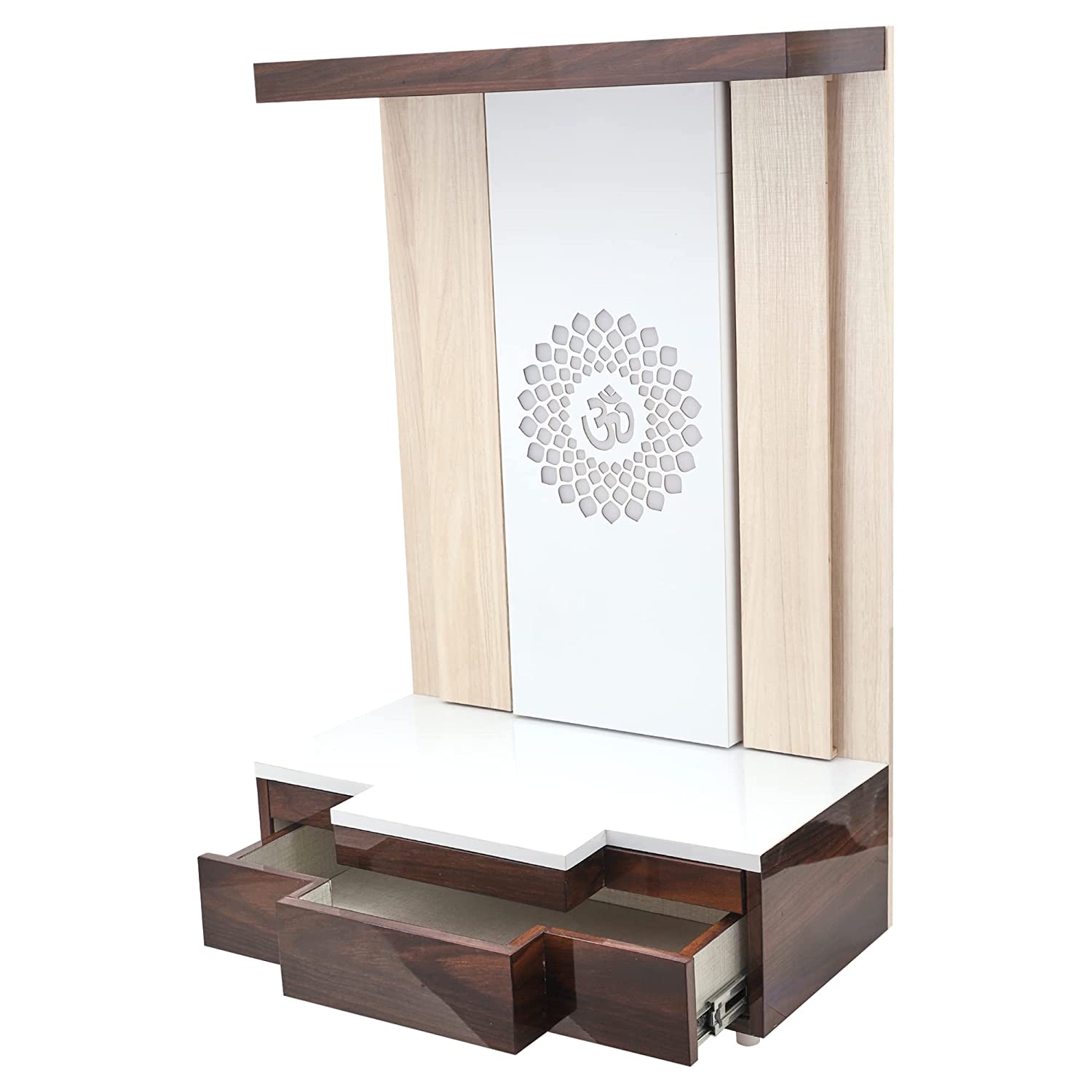 The Temple hub Wooden Temple | Beige Mandir With LED Light Puja Mandir For Home & Office Decor - Image 3