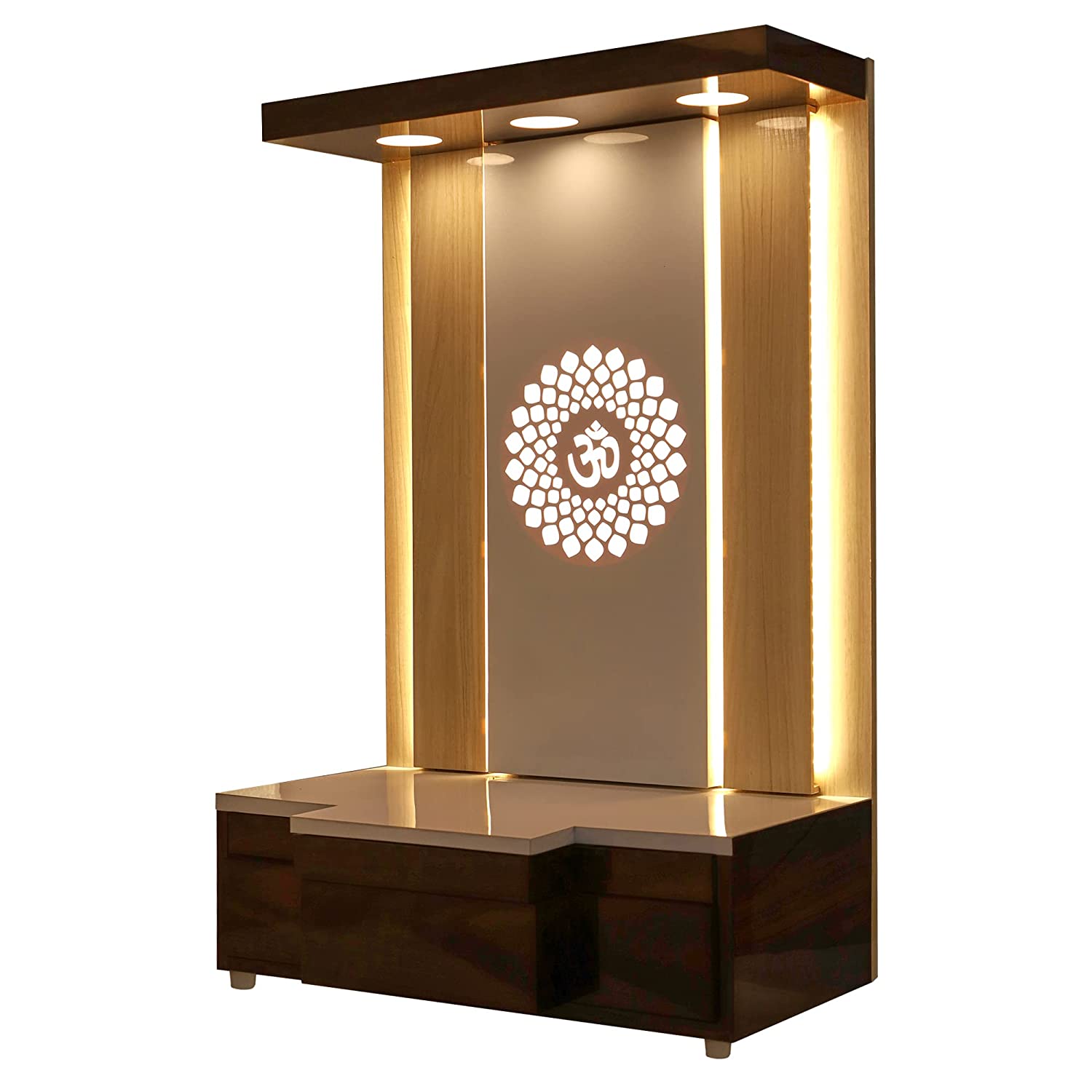 The Temple hub Wooden Temple | Beige Mandir With LED Light Puja Mandir For Home & Office Decor - Image 2