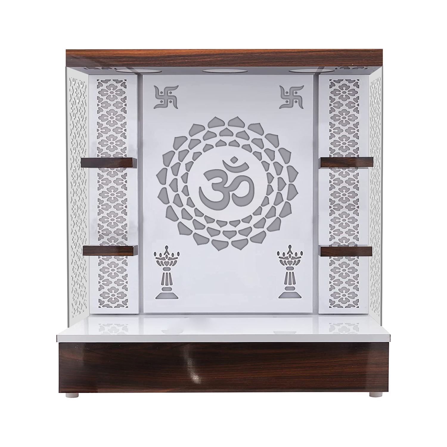 The Temple hub Wooden Temple | White Mandir With LED Light Puja Mandir For Home & Office Decor - Image 3