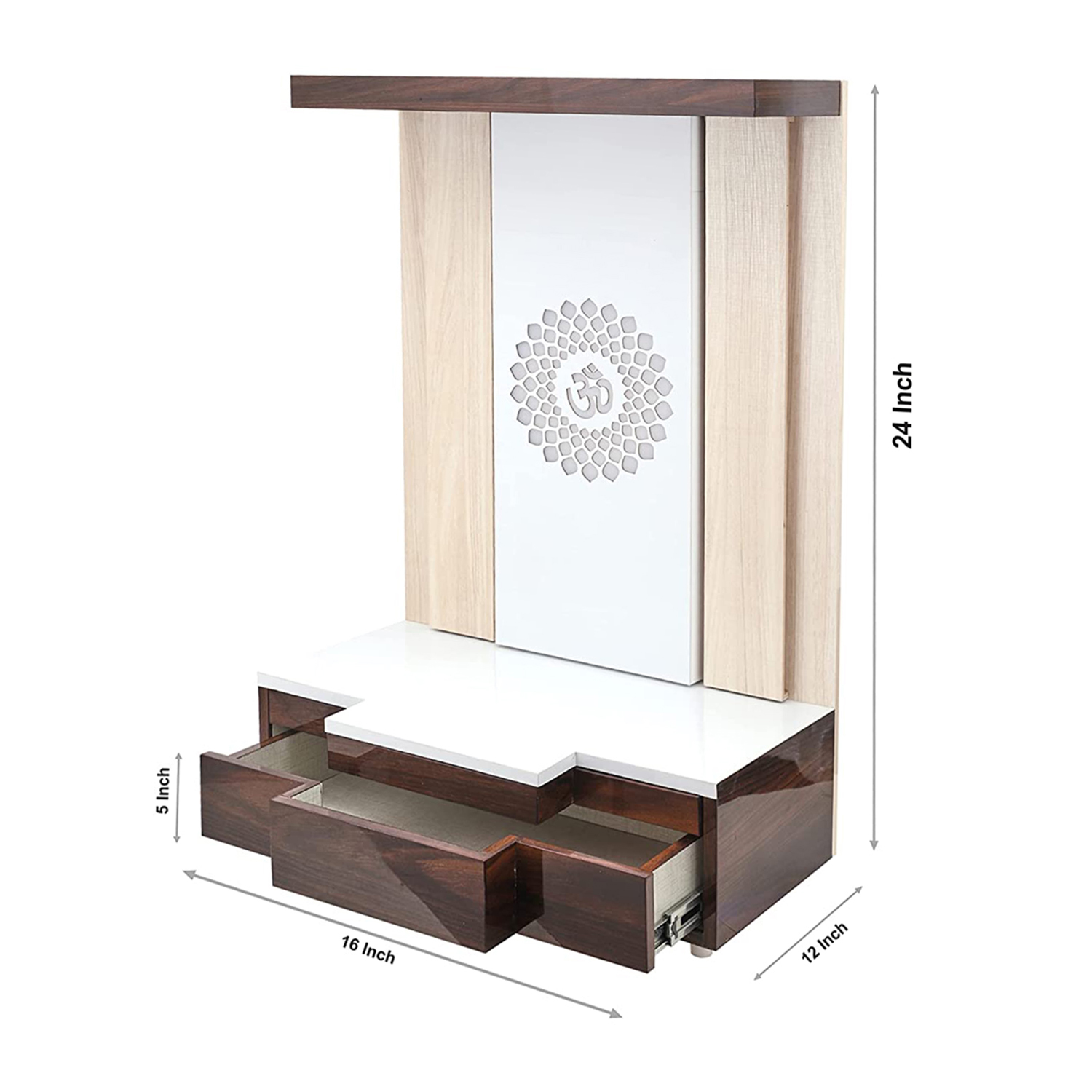 The Temple hub Wooden Temple | Beige Mandir With LED Light Puja Mandir For Home & Office Decor - Image 6