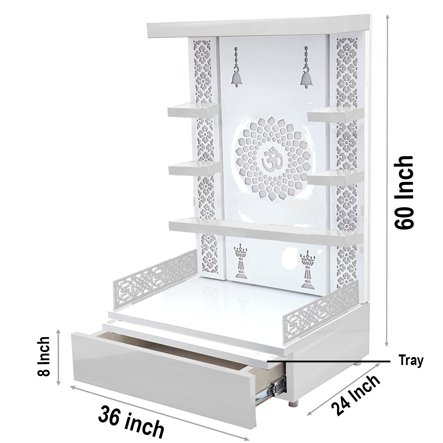 The Temple hub Wooden Temple | White Mandir With LED Light Puja Mandir For Home & Office Decor - Image 6