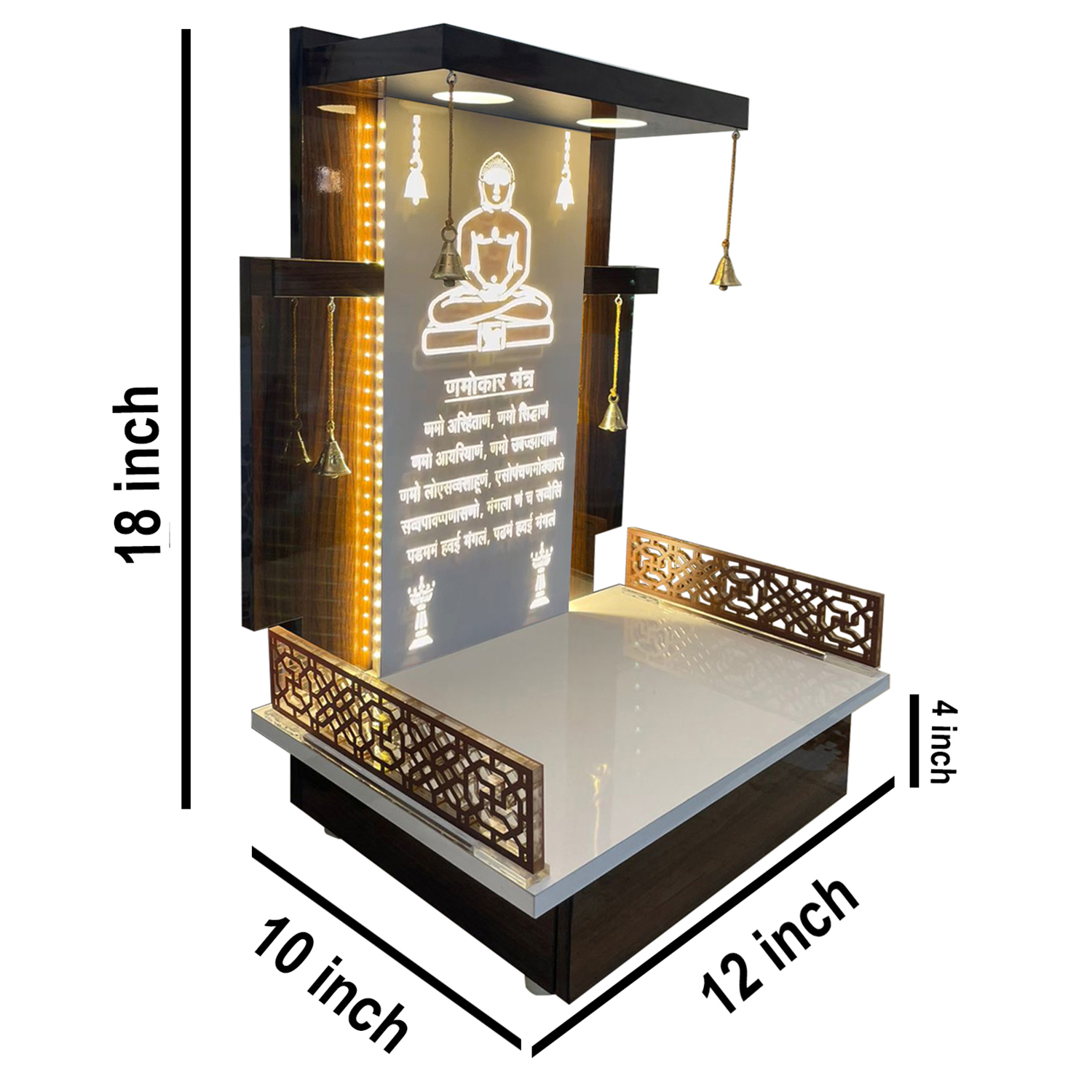 The Temple hub Wooden Temple | Brown Mandir With LED Light Puja Mandir For Home & Office Decor - Image 2
