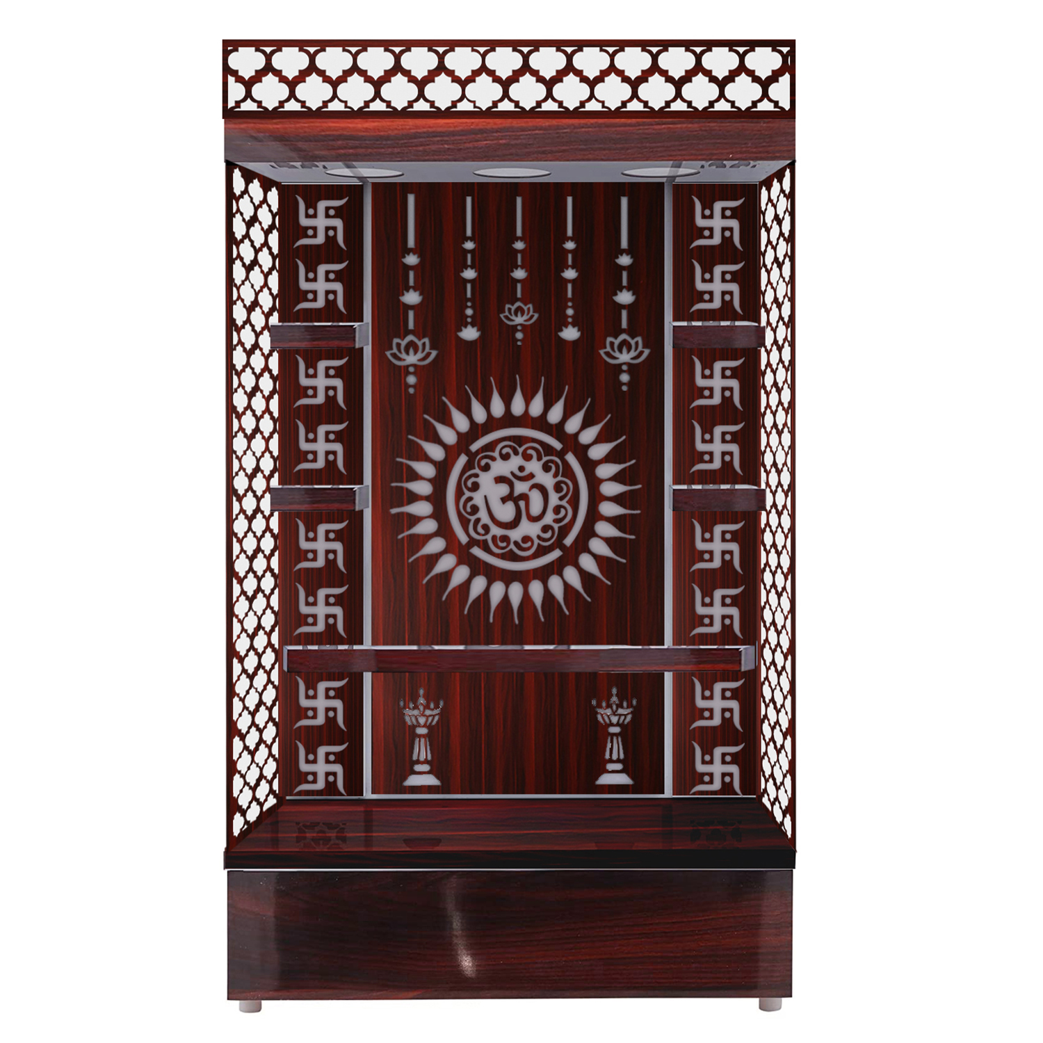 The Temple hub Wooden Temple |Brown Mandir With LED Light Puja Mandir For Home & Office Decor - Image 2