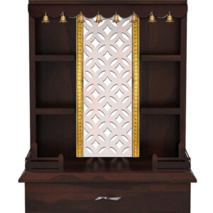 The Temple hub Wooden Temple | Brown Mandir With LED Light Puja Mandir For Home & Office Decor
