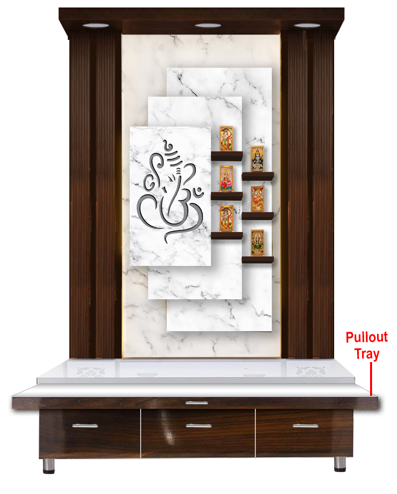 The Temple hub Wooden 3D Frame Temple | White Mandir With LED Light Puja Mandir For Home & Office Decor - Image 3