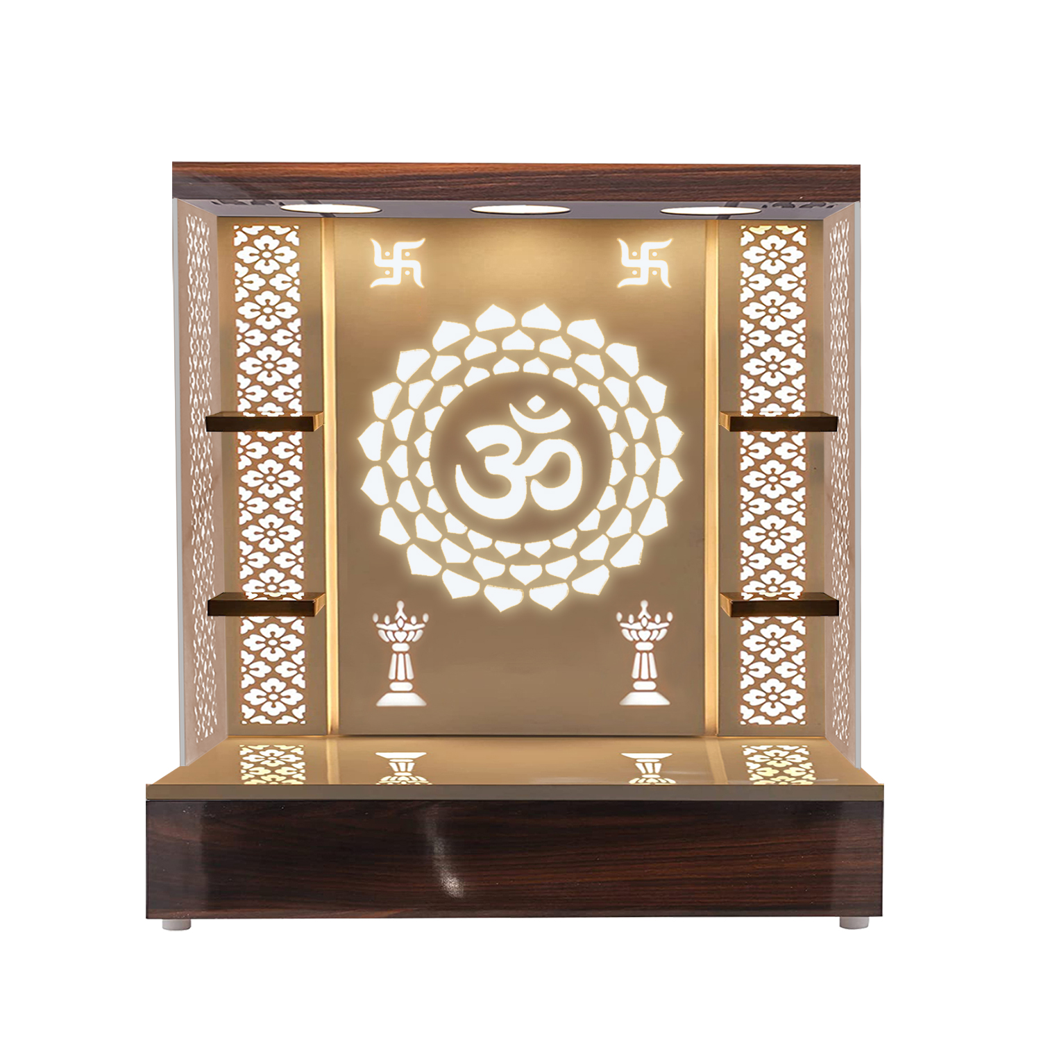The Temple hub Wooden Temple | White Mandir With LED Light Puja Mandir For Home & Office Decor