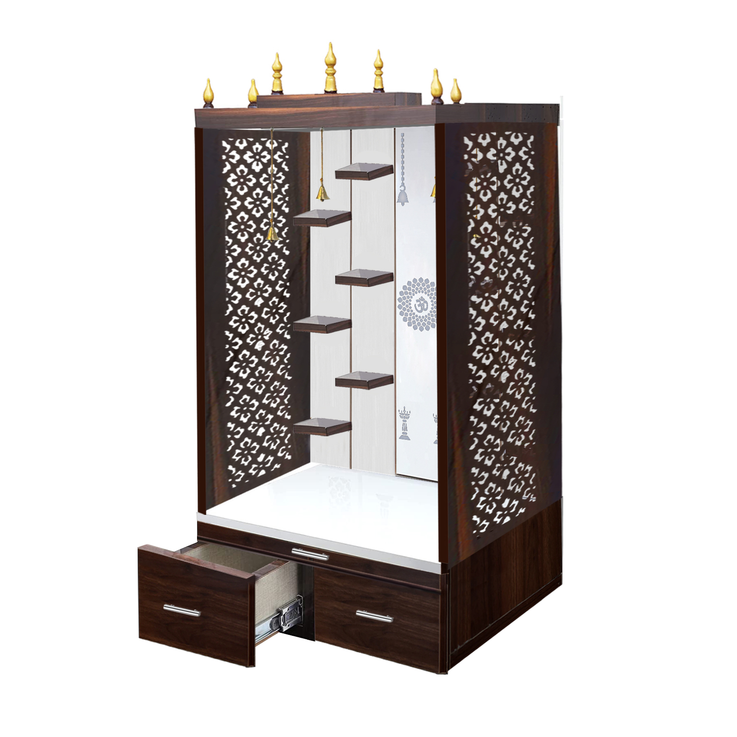 The Temple hub Wooden Temple |White Mandir With LED Light Puja Mandir For Home & Office Decor - Image 2