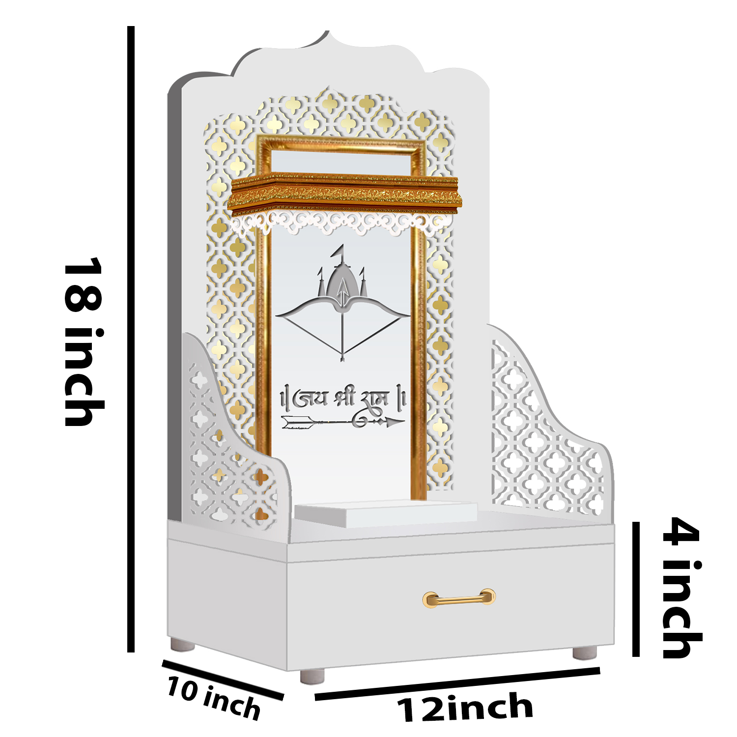 The Temple hub Wooden Temple | White Mandir With LED Light Puja Mandir For Home & Office Decor - Image 5