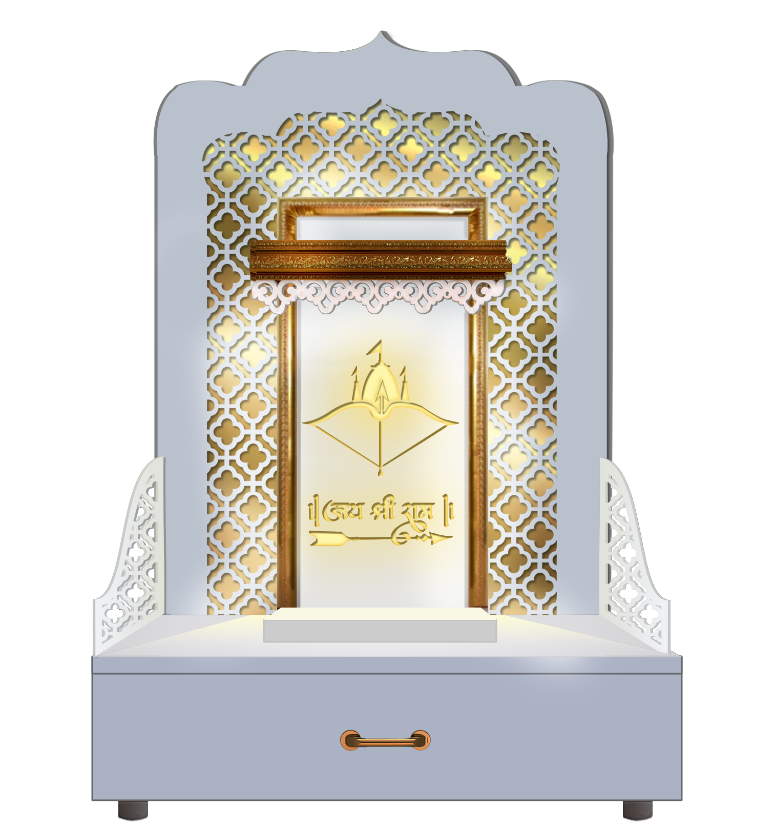 The Temple hub Wooden Temple | White Mandir With LED Light Puja Mandir For Home & Office Decor - Image 2