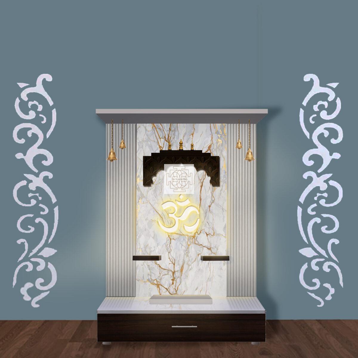 The Temple hub Wooden Temple | White Mandir With LED Light Puja Mandir For Home & Office Decor - Image 3
