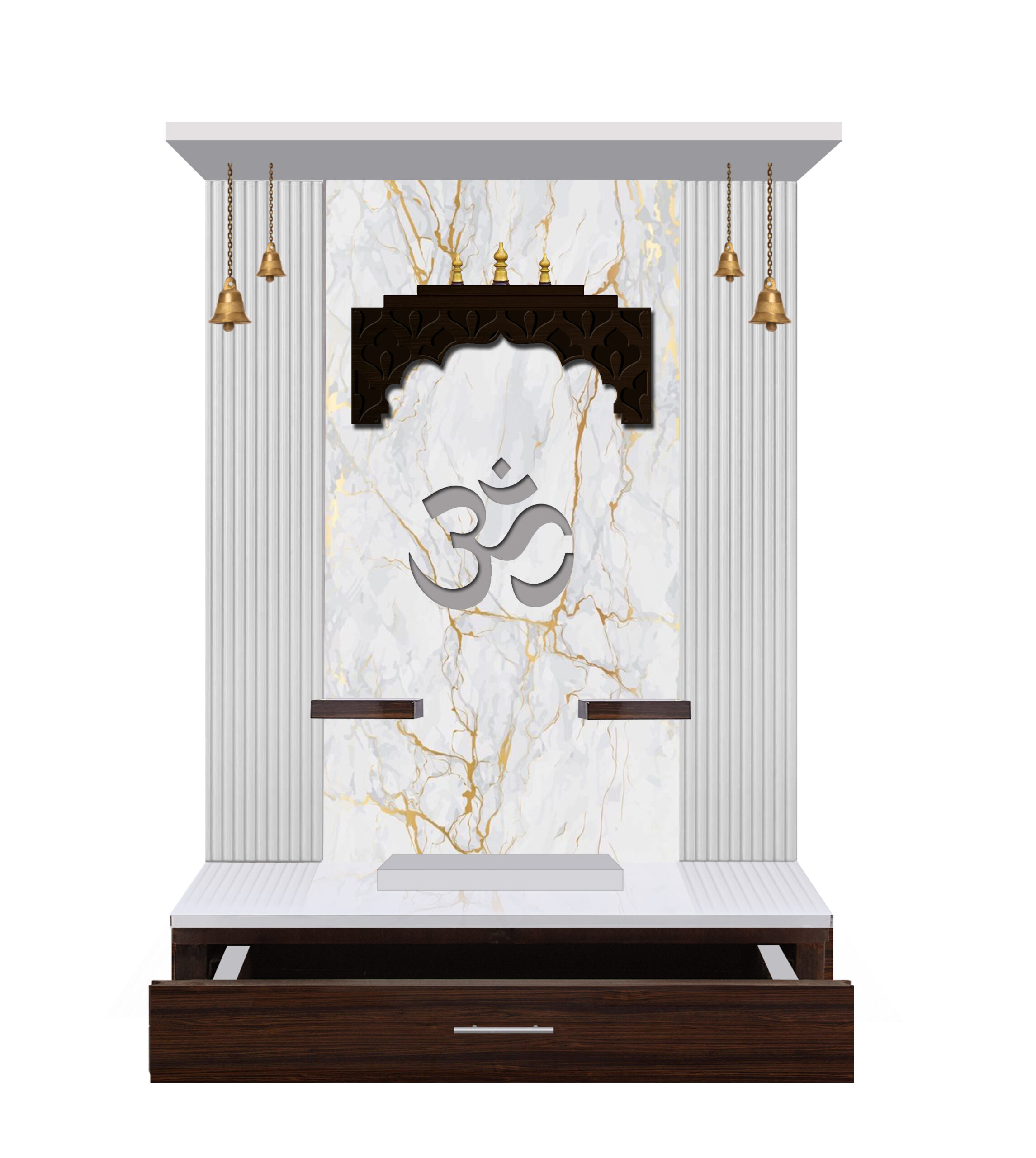 The Temple hub Wooden Temple | White Mandir With LED Light Puja Mandir For Home & Office Decor - Image 2