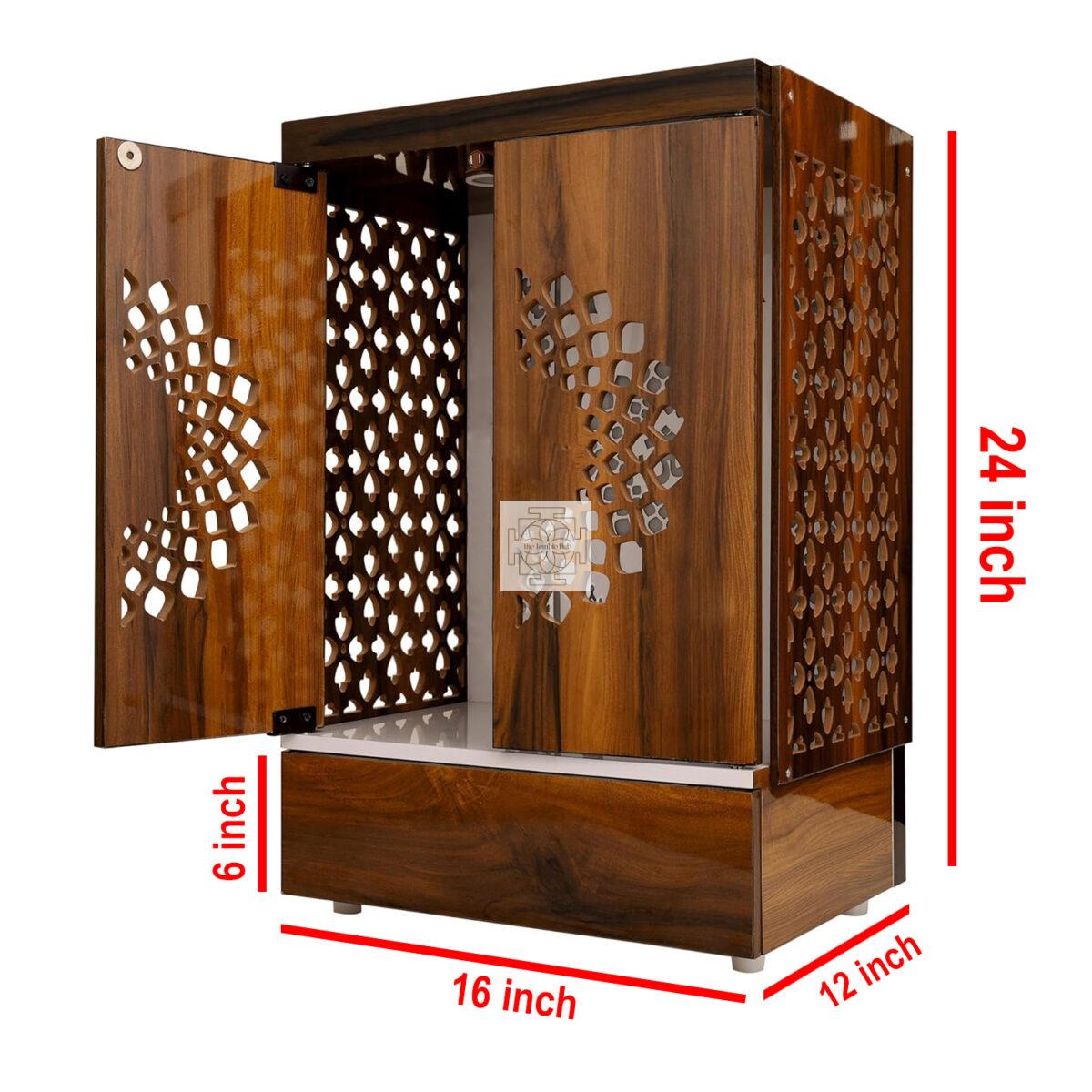Wooden Door Temple Table Top Mandir With White LED Light |  Puja Temple For Home & Office D?cor - Image 5