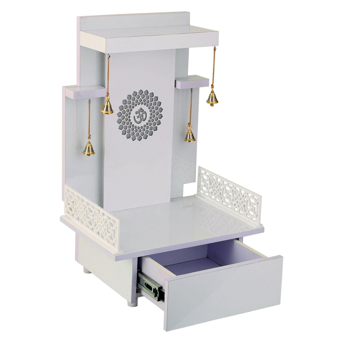 The Temple hub Wooden Temple | White Mandir With LED Light Puja Mandir For Home & Office Decor - Image 2