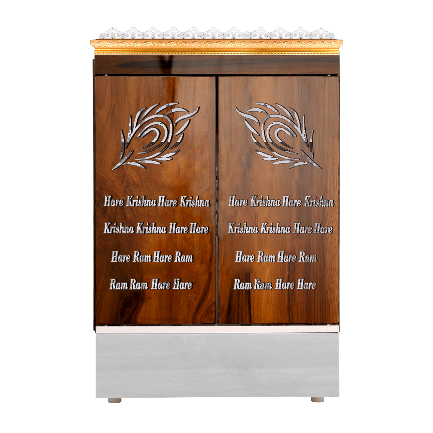 The Temple hub Wooden Temple | Brown Door Mandir With LED Light Puja Mandir For Home & Office Decor - Image 2