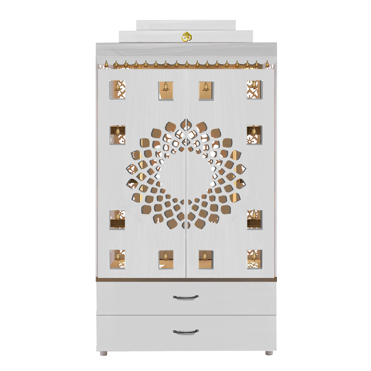 The Temple hub Wooden Temple | White Door Mandir With LED Light Puja Mandir For Home & Office Decor - Image 3