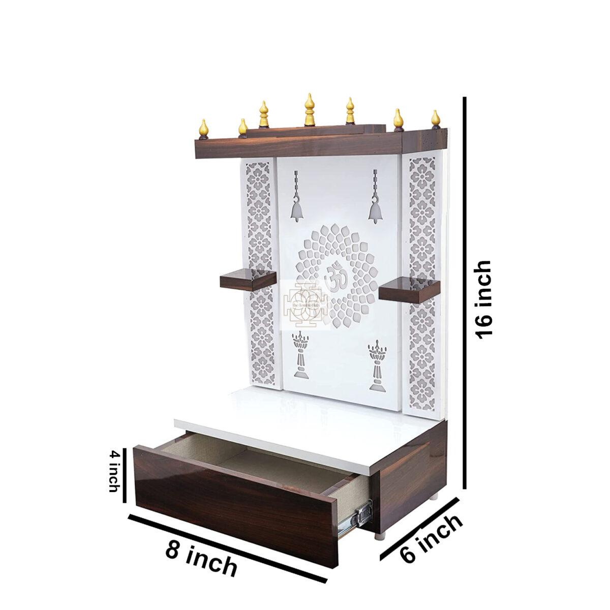 The Temple hub Wooden Temple | White Mandir With LED Light Puja Mandir For Home & Office Decor - Image 3