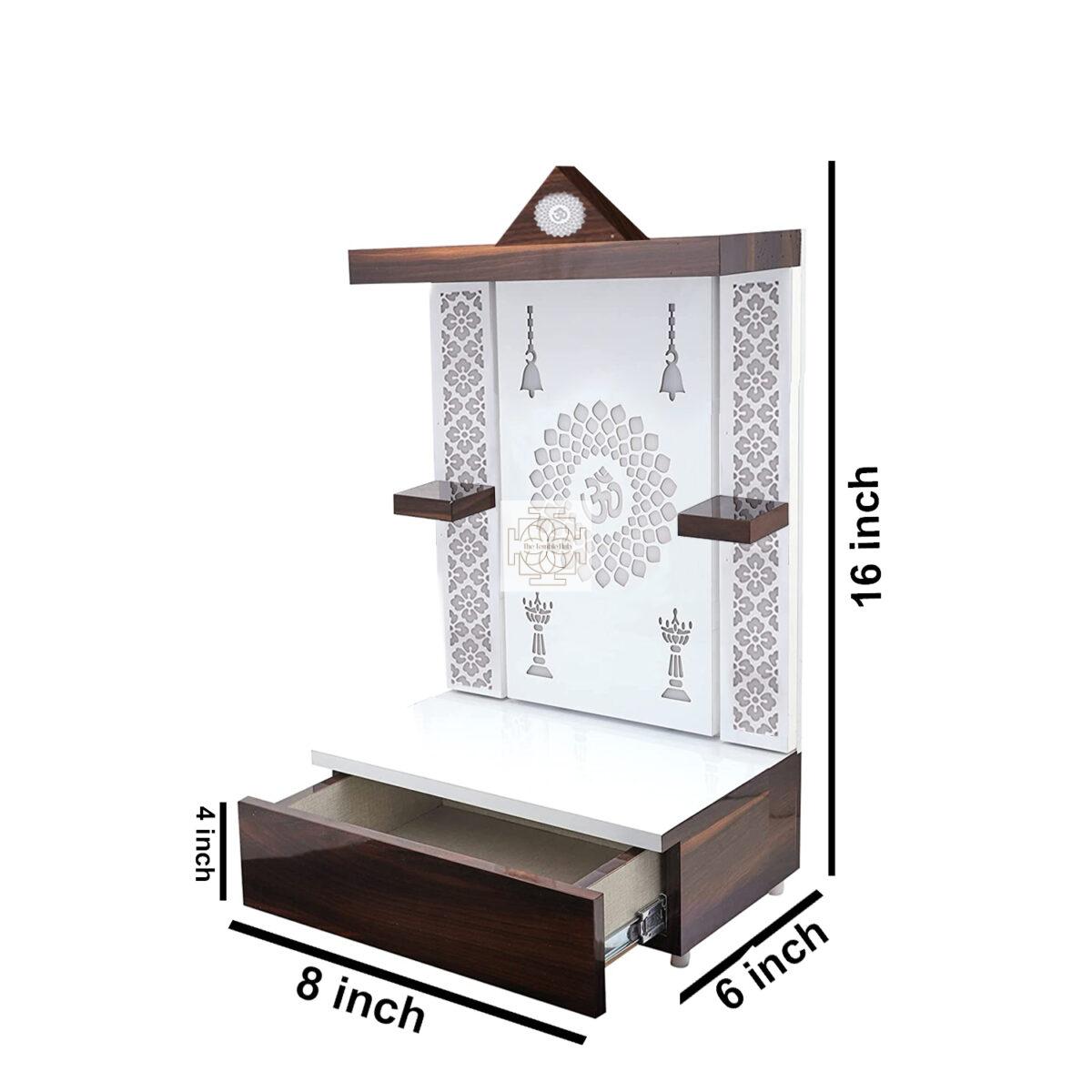 The Temple hub Wooden Temple | White Mandir With LED Light Puja Mandir For Home & Office Decor - Image 3
