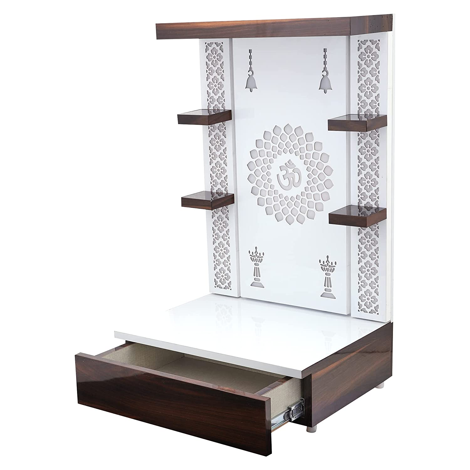 The Temple hub Wooden Temple | White Mandir With LED Light Puja Mandir For Home & Office Decor - Image 2