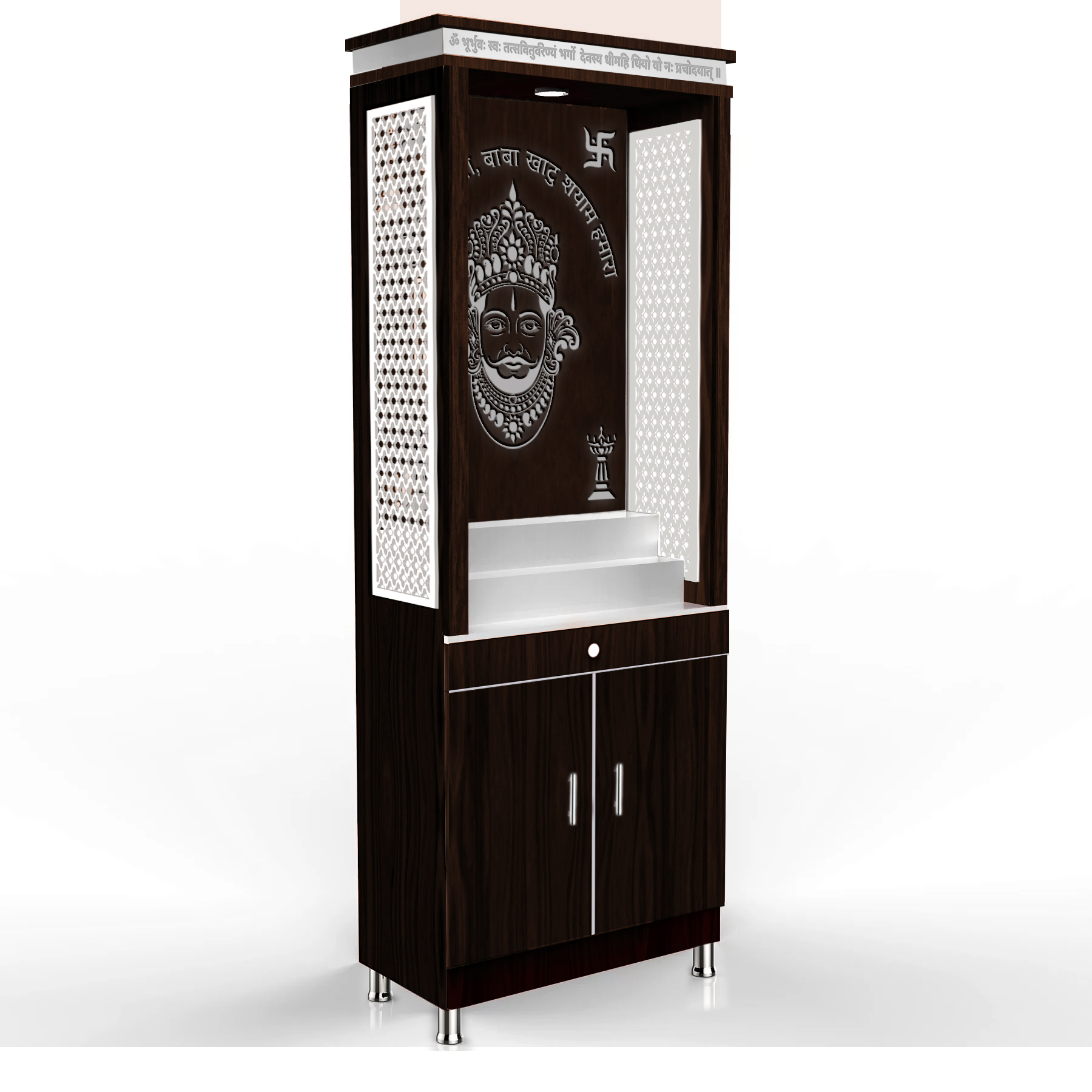 The Temple hub Wooden Temple | Brown Mandir With LED Light Puja Mandir For Home & Office Decor (Copy) - Image 3