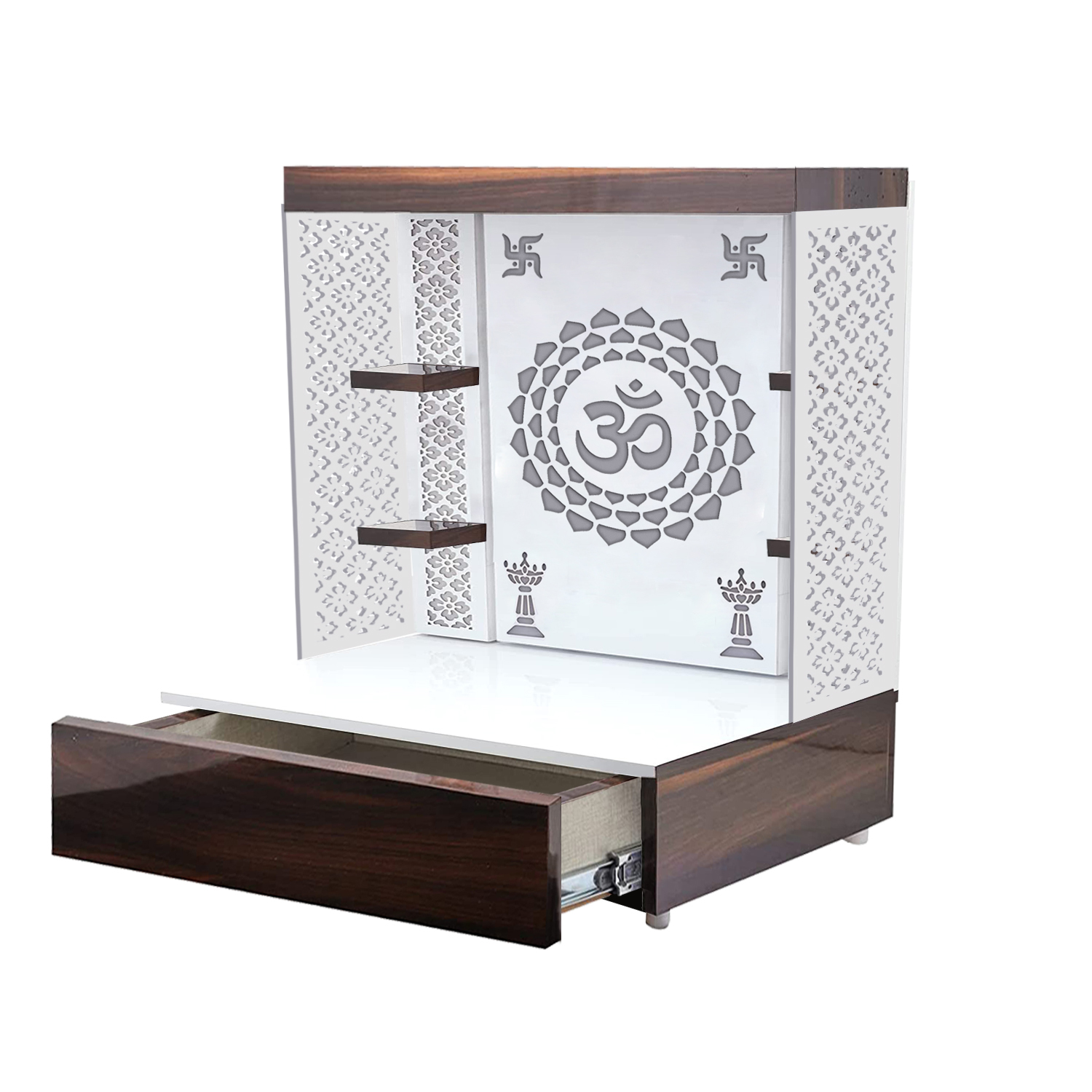 The Temple hub Wooden Temple | White Mandir With LED Light Puja Mandir For Home & Office Decor - Image 2