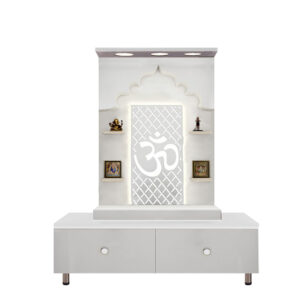 The Temple hub Wooden Temple | White Mandir With LED Light Puja Mandir For Home & Office Decor