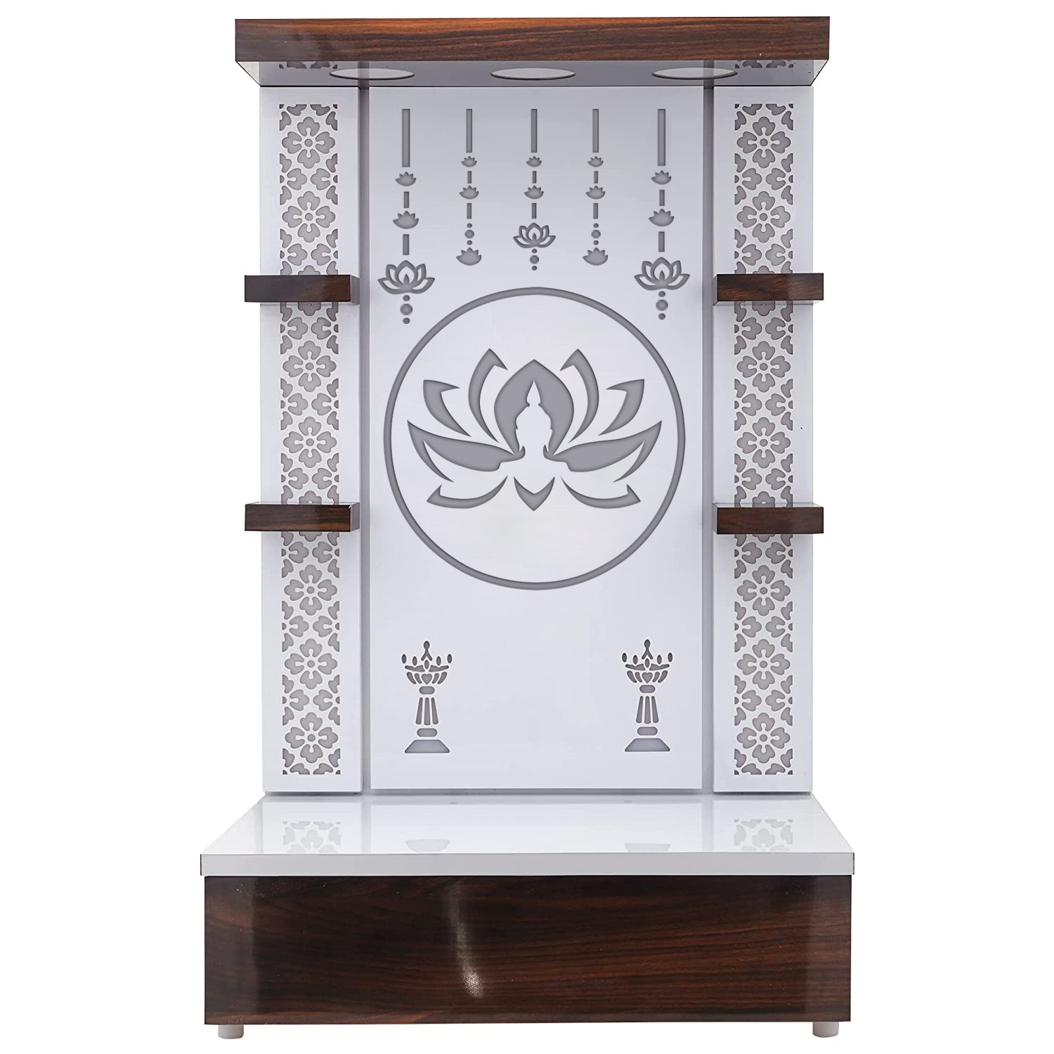 The Temple hub Wooden Temple | White Mandir With LED Light Puja Mandir For Home & Office Decor - Image 2