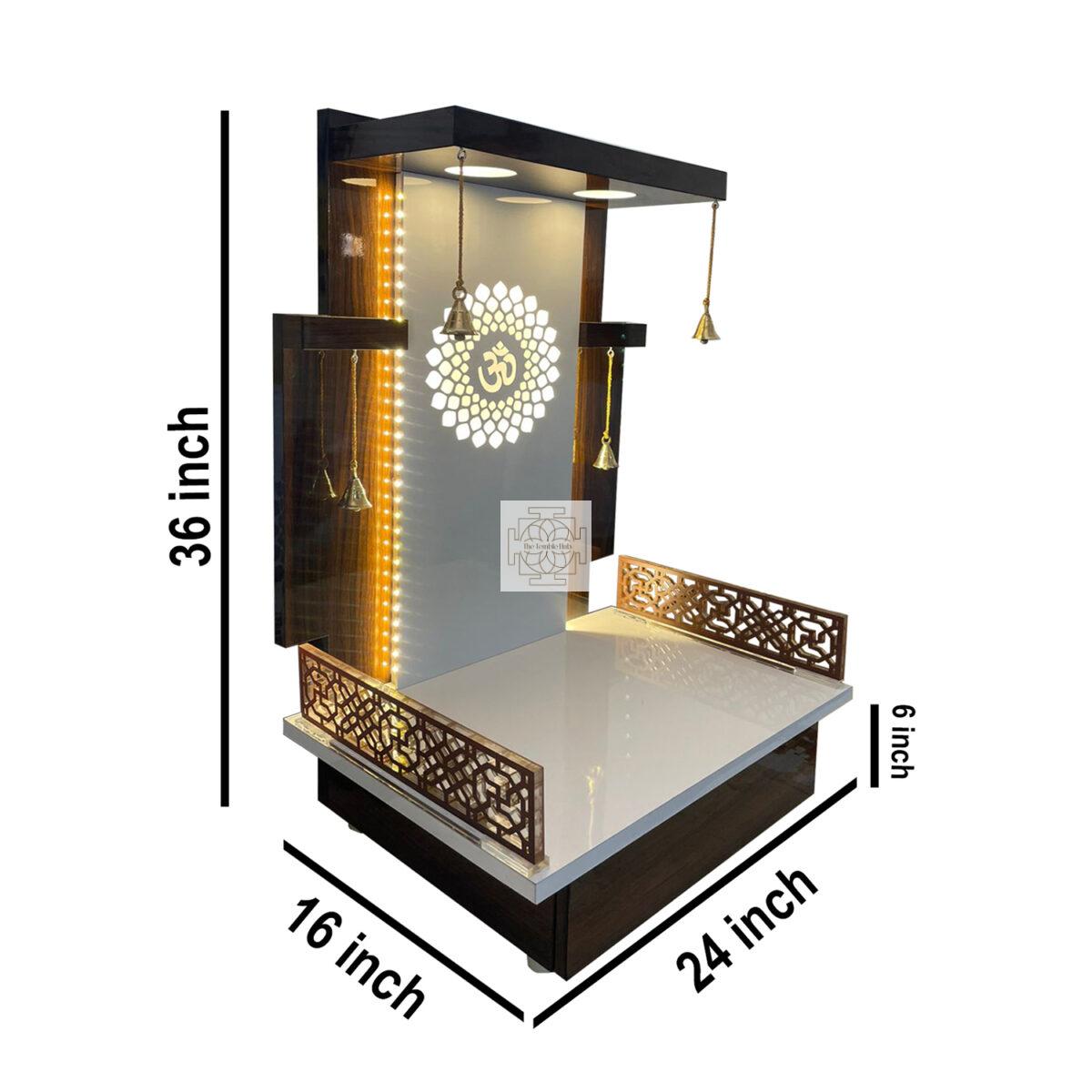 The Temple hub Wooden Temple | Brown Mandir With LED Light Puja Mandir For Home & Office Decor - Image 4