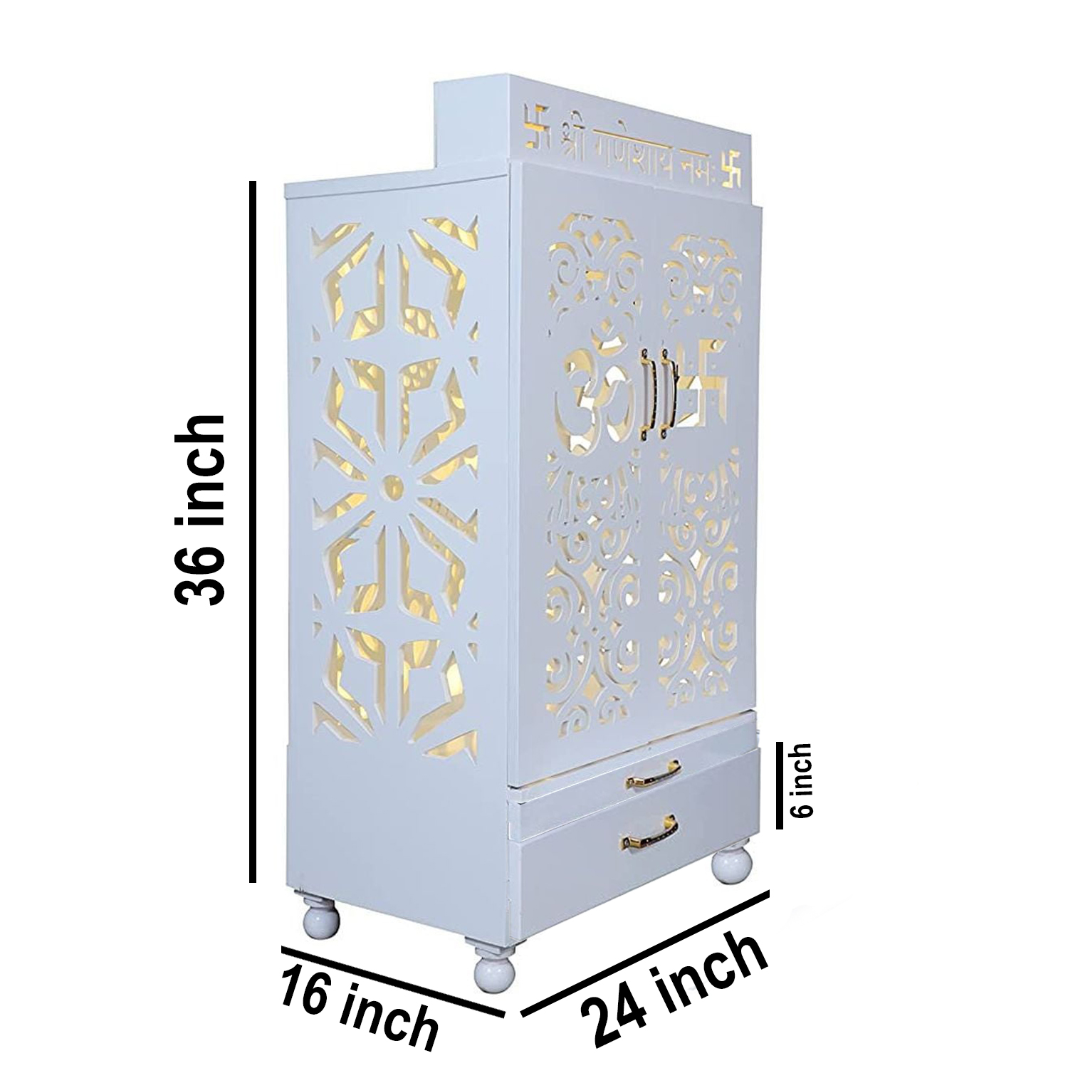 The Temple hub Wooden Temple | White Door Mandir With LED Light Puja Mandir For Home & Office Decor - Image 4