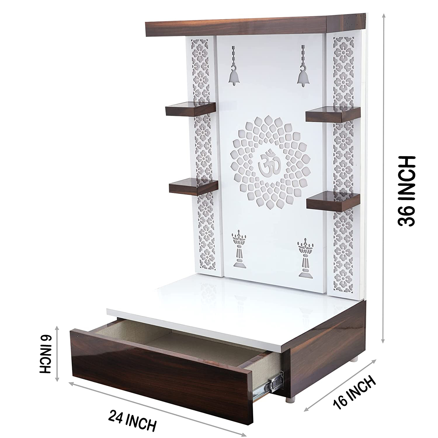 The Temple hub Wooden Temple | White Mandir With LED Light Puja Mandir For Home & Office Decor - Image 5