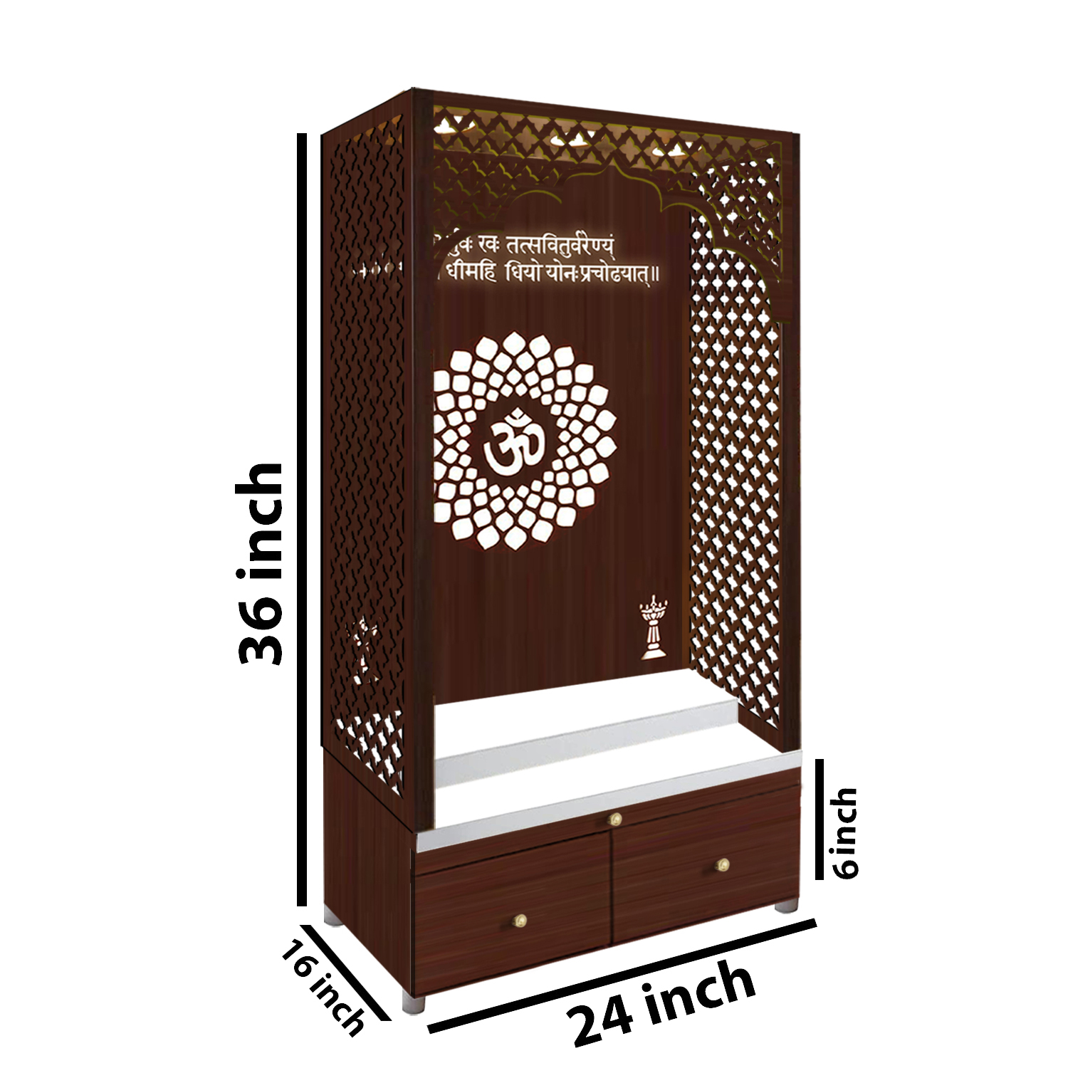 The Temple hub Wooden Temple | Brown Mandir With LED Light Puja Mandir For Home & Office Decor - Image 4